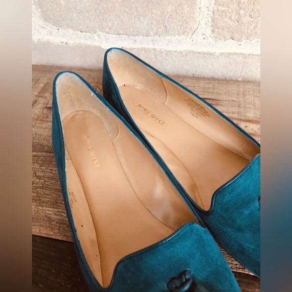 Nine West Teal Blue Suede Loafer Flats with Tassels | Women’s 9.5 - Picture 6 of 6